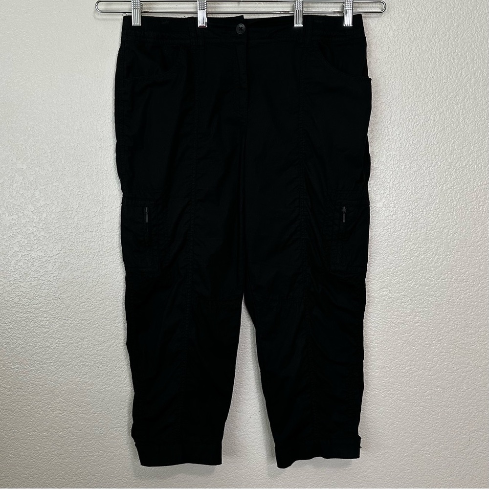 Chico's Black Women’s Casual Fly-Front Cargo Cropped Pants, Sz Large